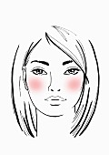 An illustration of blusher on a round face