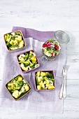 Mini vegetable bakes with curry and mozzarella