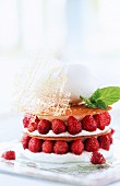 Wild strawberry mille-feuille with a caramel lattice