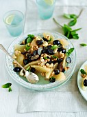 Grapefruit and grape salad with nuts and mint