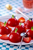 Strawberry jelly with fresh mint for Easter