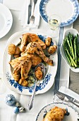 Herb chicken with hasselback potatoes and lemon asparagus for Easter