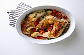 Oven-roasted chicken with cherry tomatoes and lemon thyme