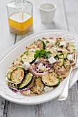 Quinoa salad with courgette and feta cheese
