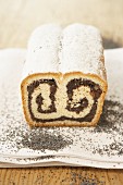 Poppyseed stollen with icing sugar