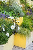 Terraced flowerbeds made the most of vertical space