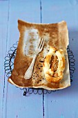 A puff pastry filled with peanut butter