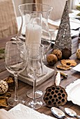 Elegant African decorations on table set for Christmas dinner