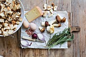 Ingredients for dumplings with mushroom sauce