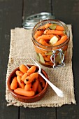 A jar of sour preserved carrots