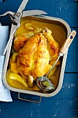 Roast chicken with lemon, butter and turmeric