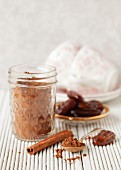 Cocoa powder, dates and cinnamon – ingredients for healthy hot chocolate