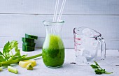 No carb gazpacho smoothie made from cucumber, pointed pepper and celery