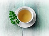 Moringa tea with fresh moringa
