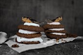 Schoko-Insekten-Kekse mit Milchcreme und Heuschrecken-Topping