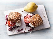 Wholemeal rolls with tofu, tomatoes and radicchio