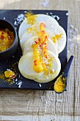 Nashi pears with a fruity chilli sauce