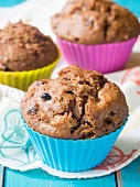 Vegan wholemeal spelt muffins with apples and berries