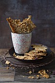 Crackers with sesame seeds and raisins