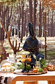 Buffet for kids Easter party in the forest