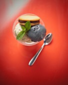 Black sesame seed and matcha ice cream with Dorayaki