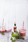 Tomato smoothies with herbs and Tabasco