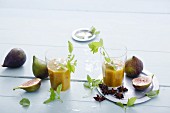 Fig and mango smoothies with lemon balm and star anise