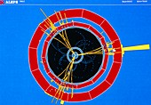 Three-jet event detected by ALEPH at CERN