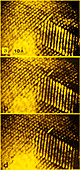 HREM of slip in an atomic lattice of gold