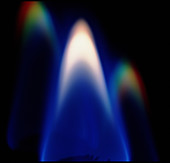 Gas flame and two light spectra