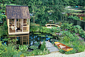 Summerhouse by a water garden