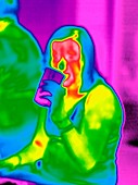 Woman drinking,thermogram