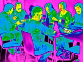 People sitting at a table,thermogram