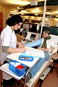 Man donating blood platelets