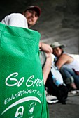 Eco-friendly shopping bag and backpackers