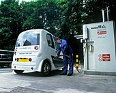 Hydrogen fuel cell car refuelling
