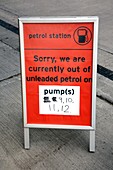 Out of petrol signs