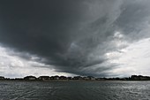 Stormy sky over lake