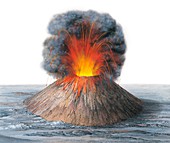 Erupting cinder cone,artwork