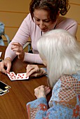 Alzheimer's patient plays a game