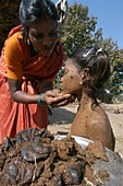 Cow dung treatment,India