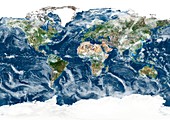 Whole Earth with clouds,satellite image