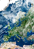Europe with clouds,satellite image