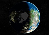 The Arctic in winter,satellite image