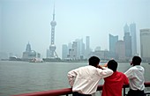 Tourists viewing the Shanghai skyline