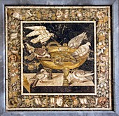 Doves on a drinking vessel,Roman mosaic