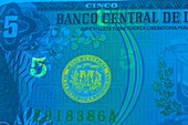 Dominican Republic banknote in UV light