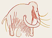Cave painting of a mammoth,artwork