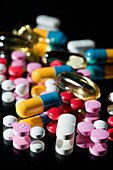 Colourful assortment of pills