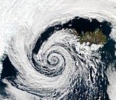Storm over Iceland,satellite image